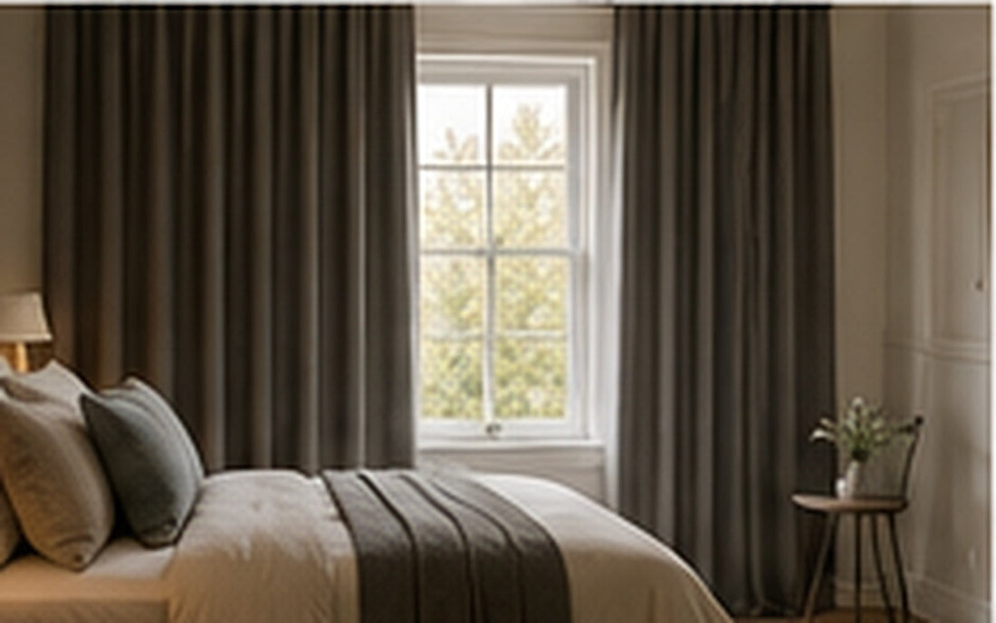 Blackout curtains drawn across a bedroom window