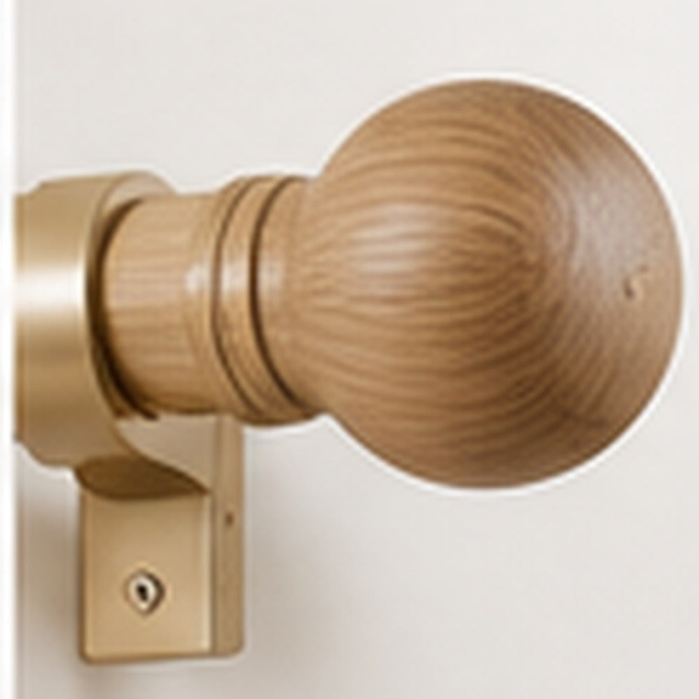 Natural wood curtain pole with ball finial