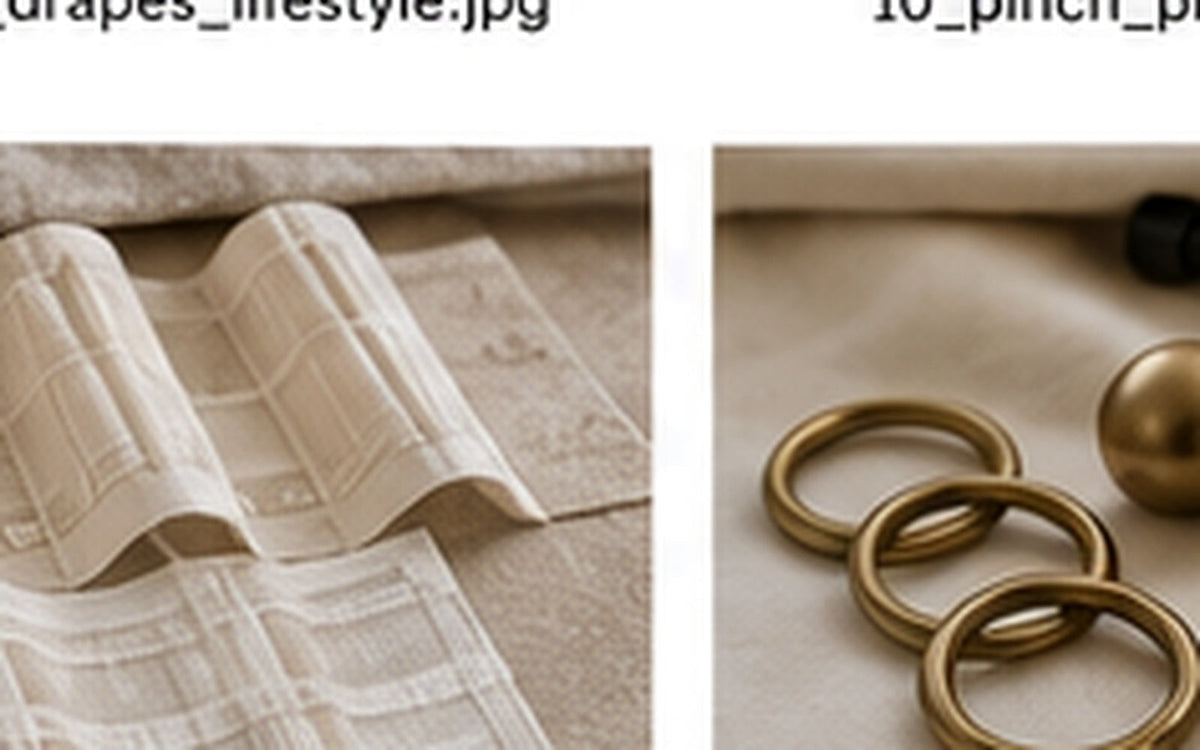 Curtain heading fabric samples showing different pleat styles