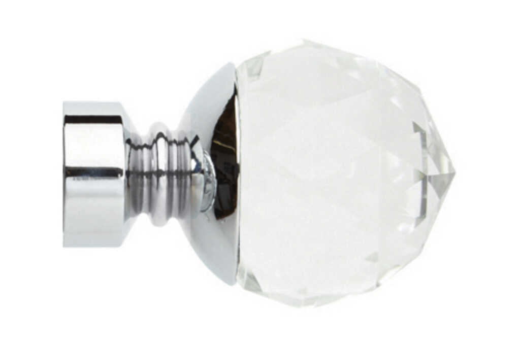 28mm Chrome Clear Faceted Ball Finial