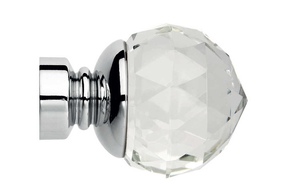 35mm Chrome Clear Faceted Ball Finial