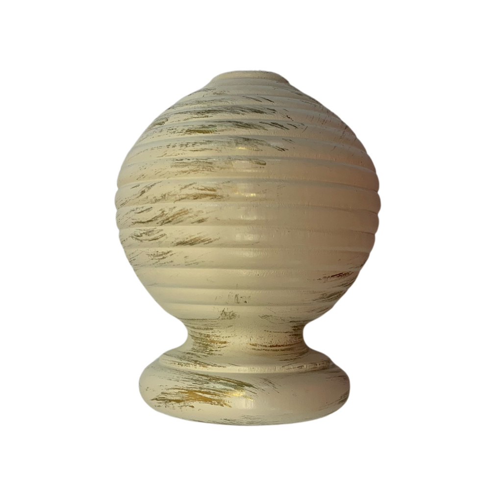 Roma Wooden Curtain Pole Windsor White Ribbed Ball Finial 300cm