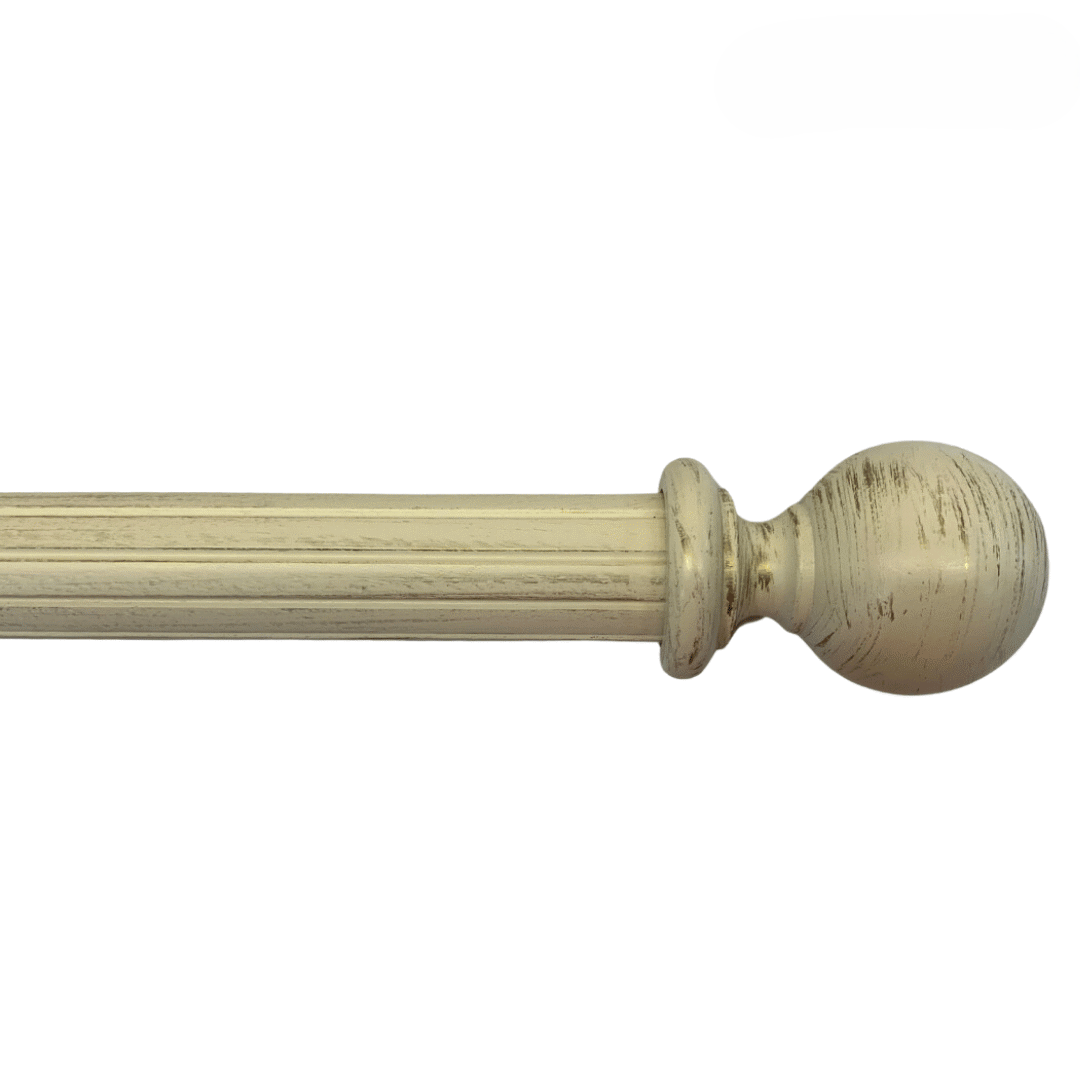 Roma Wooden Curtain Pole Windsor White Plain Ball Finial 300cm