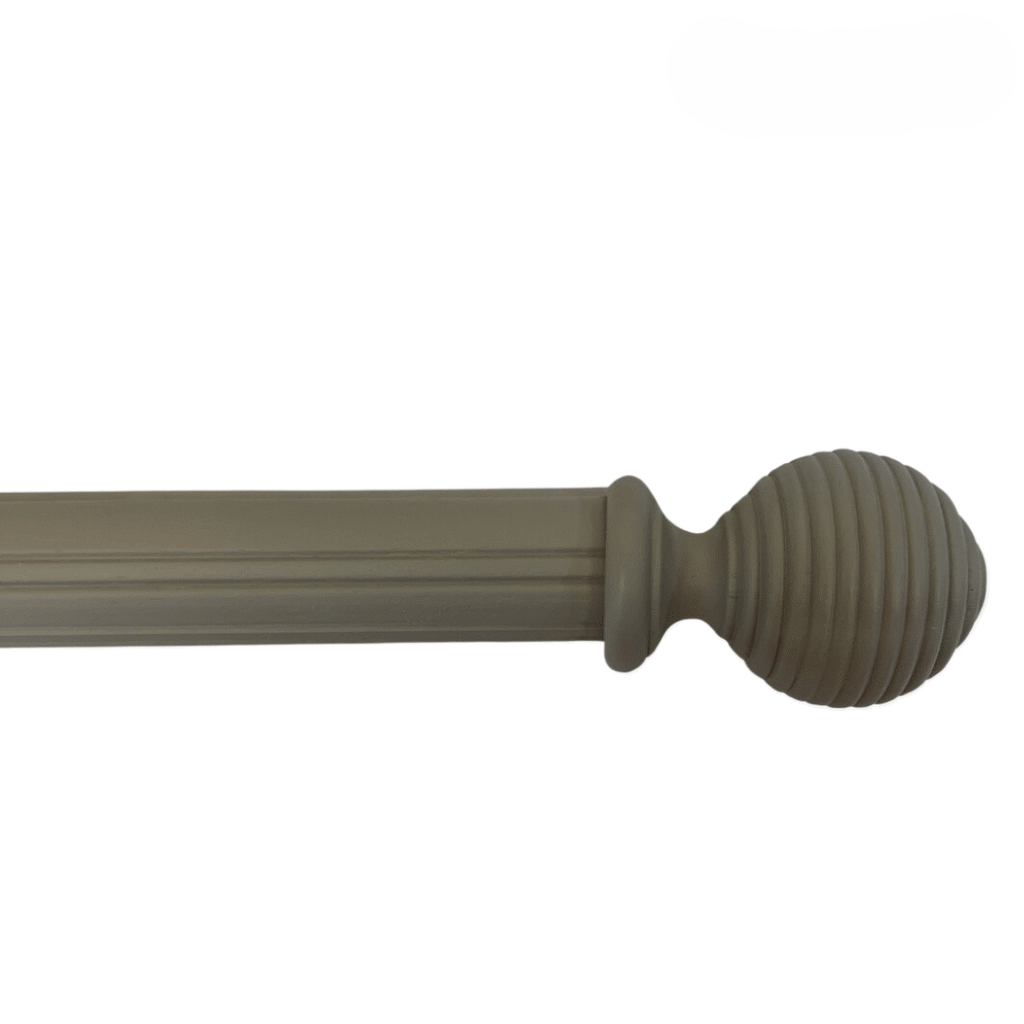 Roma Wooden Curtain Pole Dove Grey Ribbed Ball Finial 160cm