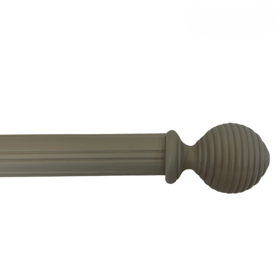 Roma Wooden Curtain Pole Dove Grey Ribbed Ball Finial 160cm