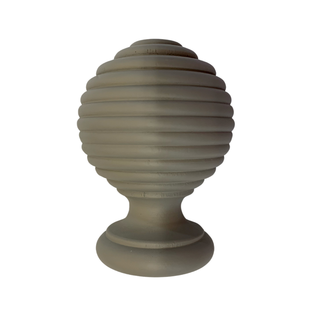 Roma Wooden Curtain Pole Dove Grey Ribbed Ball Finial 240cm