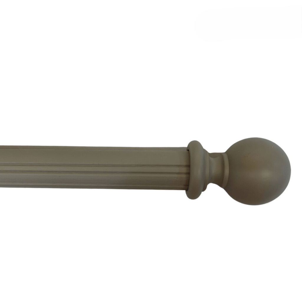 Roma Wooden Curtain Pole Dove Grey Plain Ball Finial 200cm
