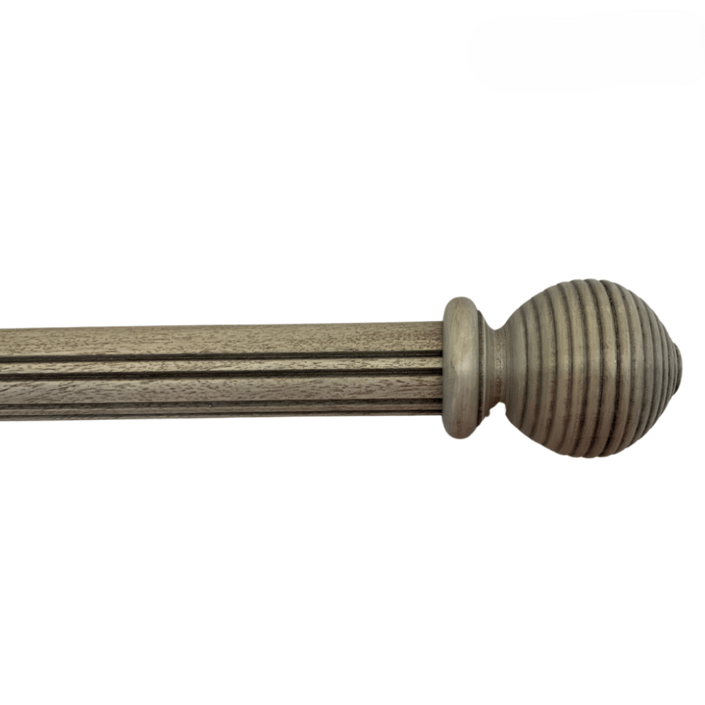 Roma Wooden Curtain Pole Granite Ribbed Ball Finial 240cm