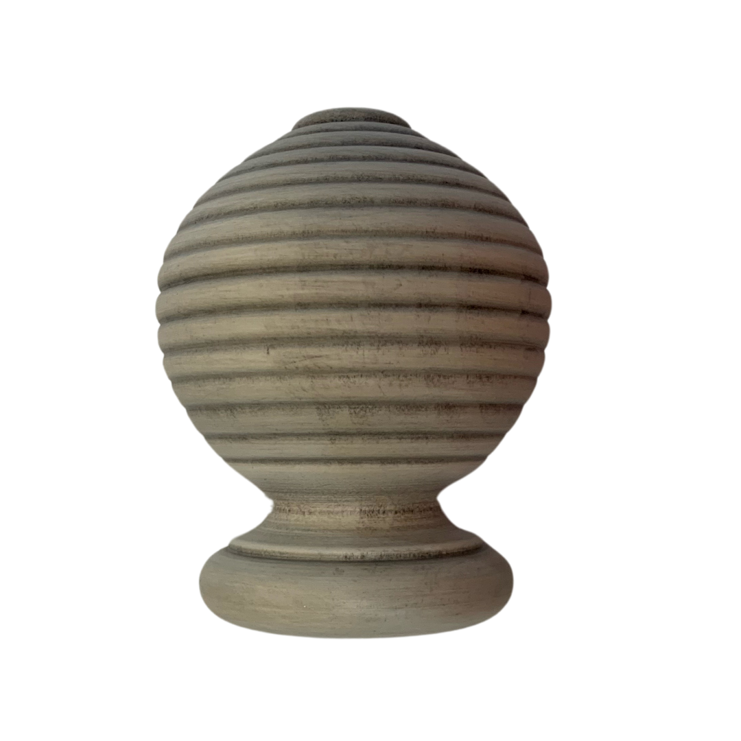 Roma Wooden Curtain Pole Granite Ribbed Ball Finial 200cm