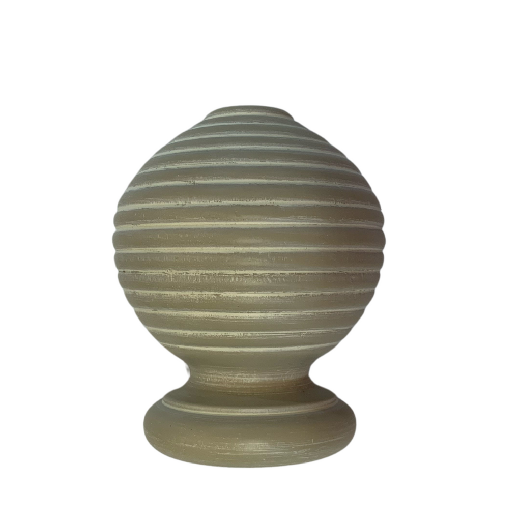 Roma Wooden Curtain Pole Linen Ribbed Ball Finial 300cm
