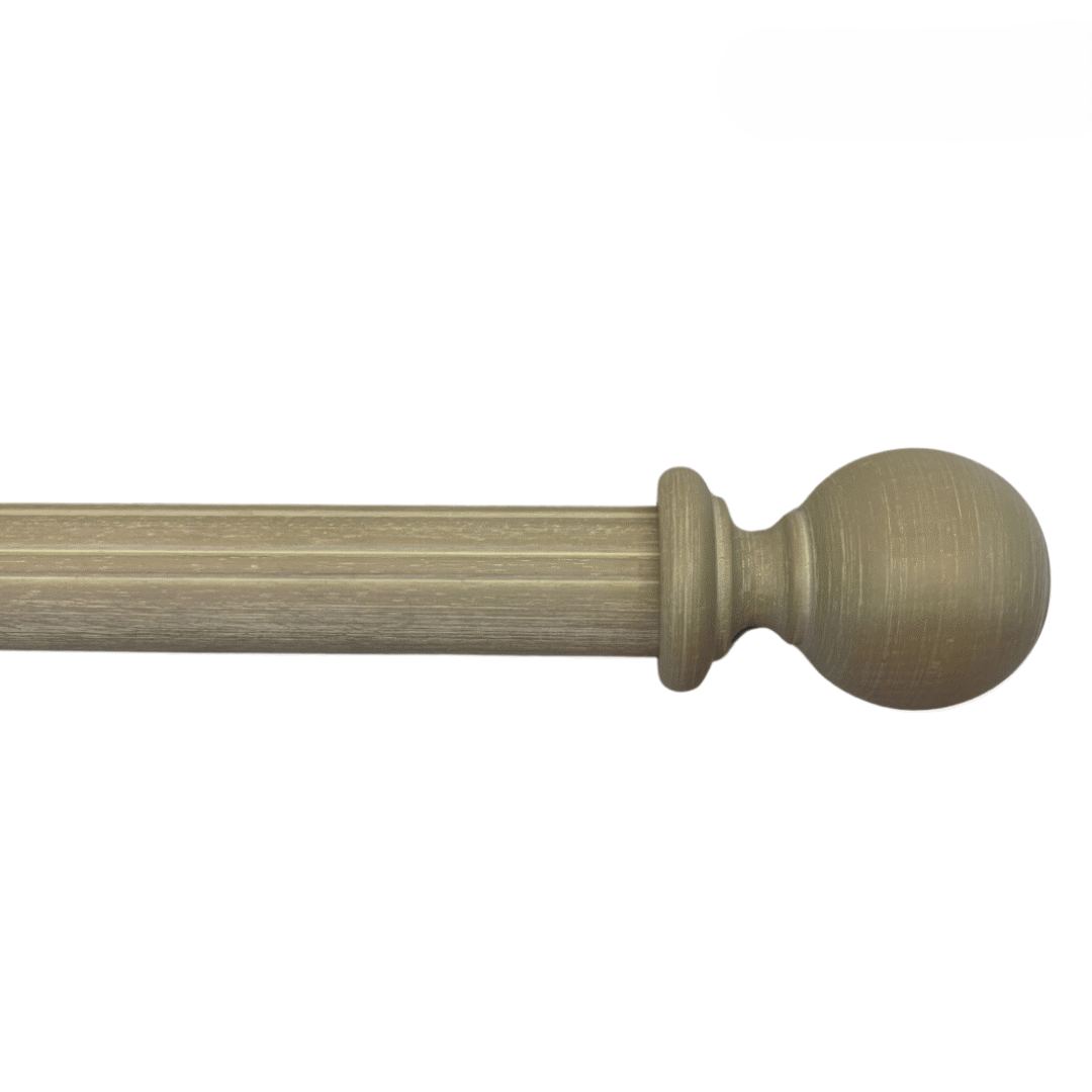Roma Wooden Curtain Pole Linen Plain Ball Finial 240cm
