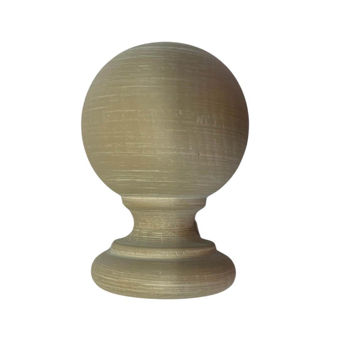 Roma Wooden Curtain Pole Linen Plain Ball Finial 300cm