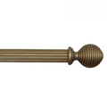 Roma Wooden Curtain Pole Sandringham Silver Ribbed Ball Finial 200cm