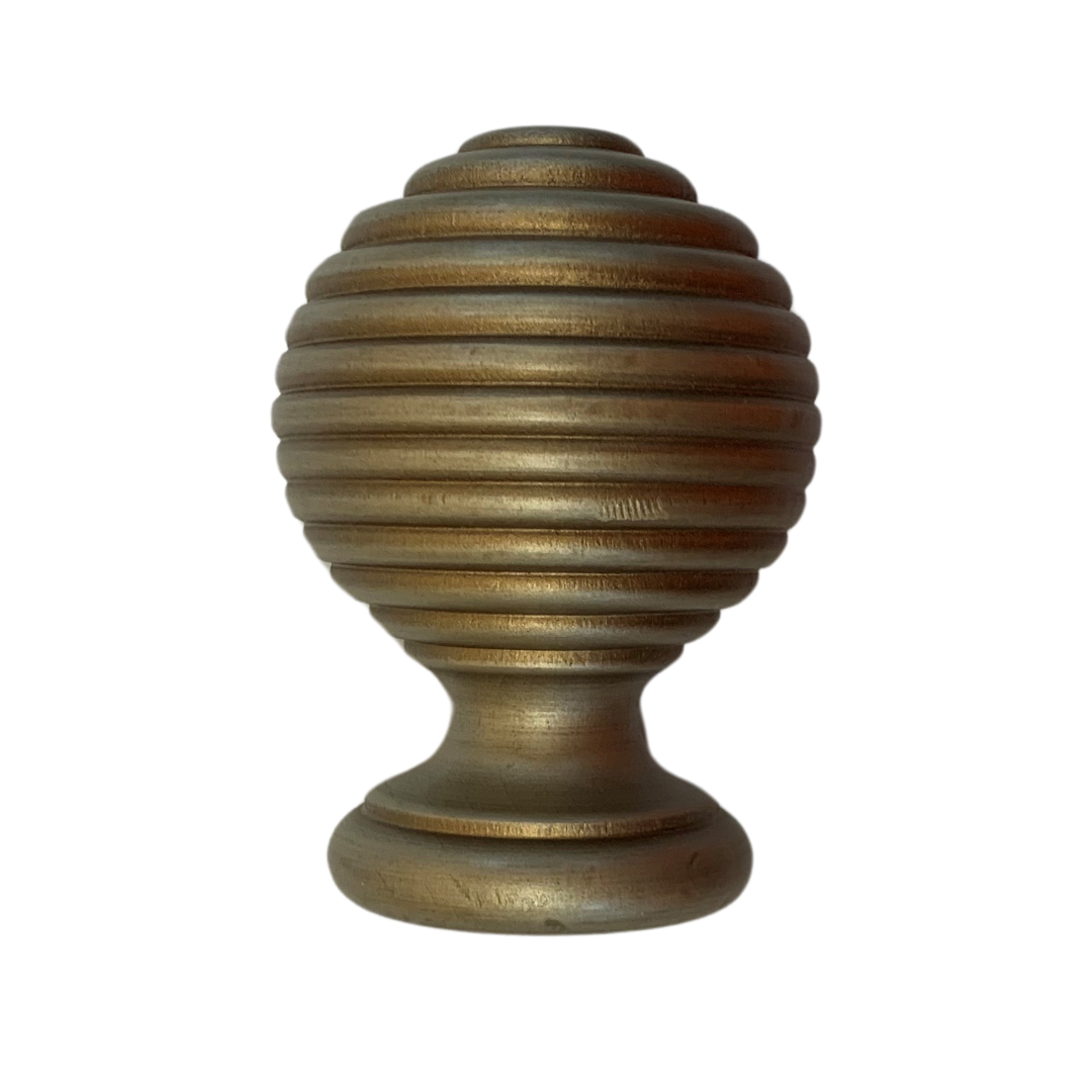 Roma Wooden Curtain Pole Sandringham Silver Ribbed Ball Finial 240cm