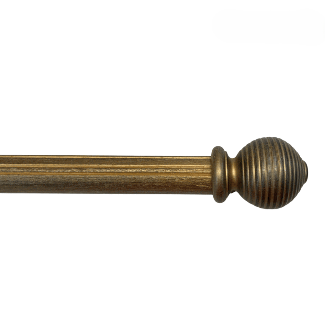 Roma Wooden Curtain Pole Westminster Gold Ribbed Ball Finial 160cm