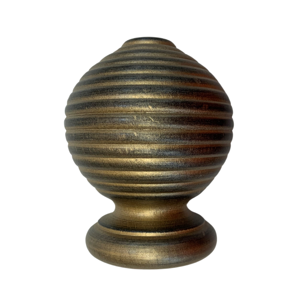 Roma Wooden Curtain Pole Westminster Gold Ribbed Ball Finial 240cm