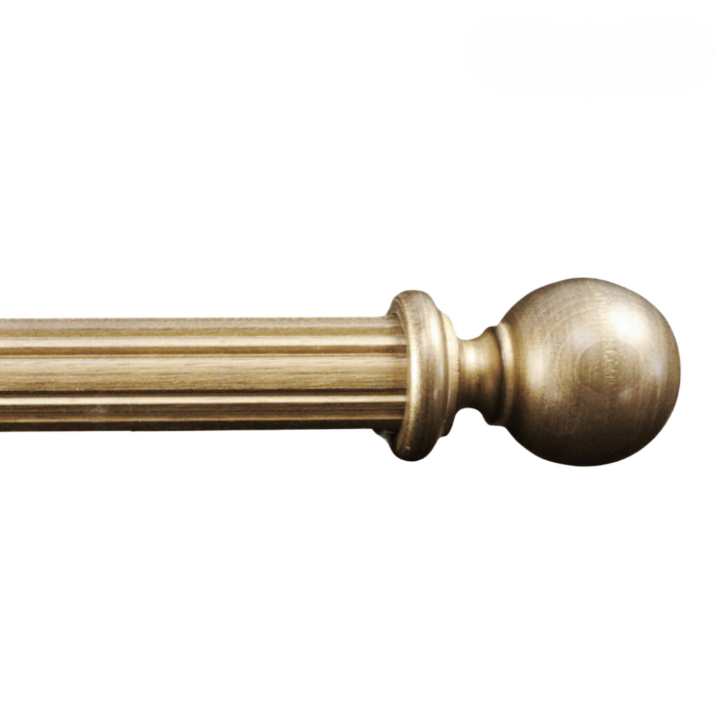 Roma Wooden Curtain Pole Westminster Gold Plain Ball Finial 200cm
