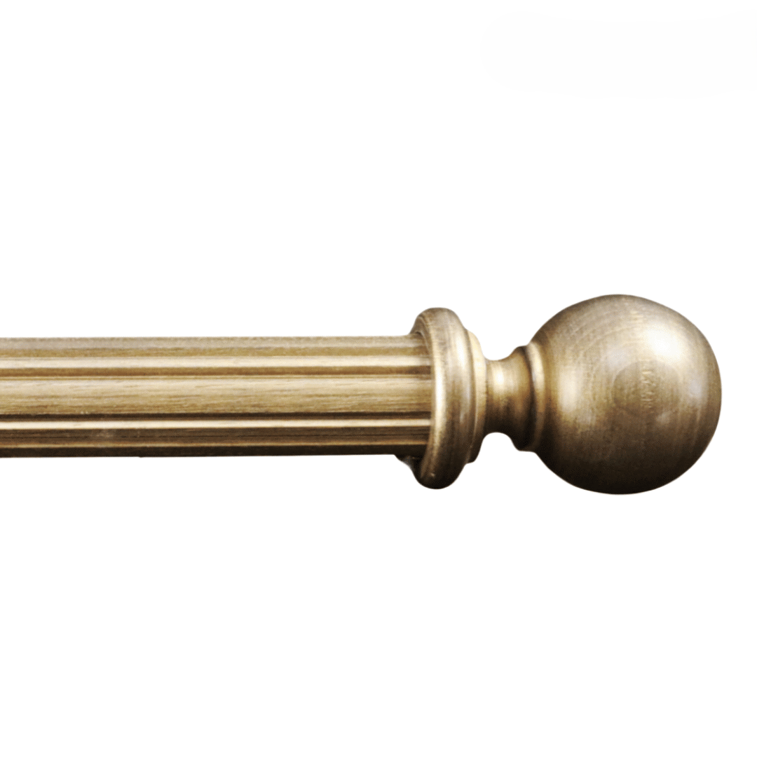 Roma Wooden Curtain Pole Westminster Gold Plain Ball Finial 240cm