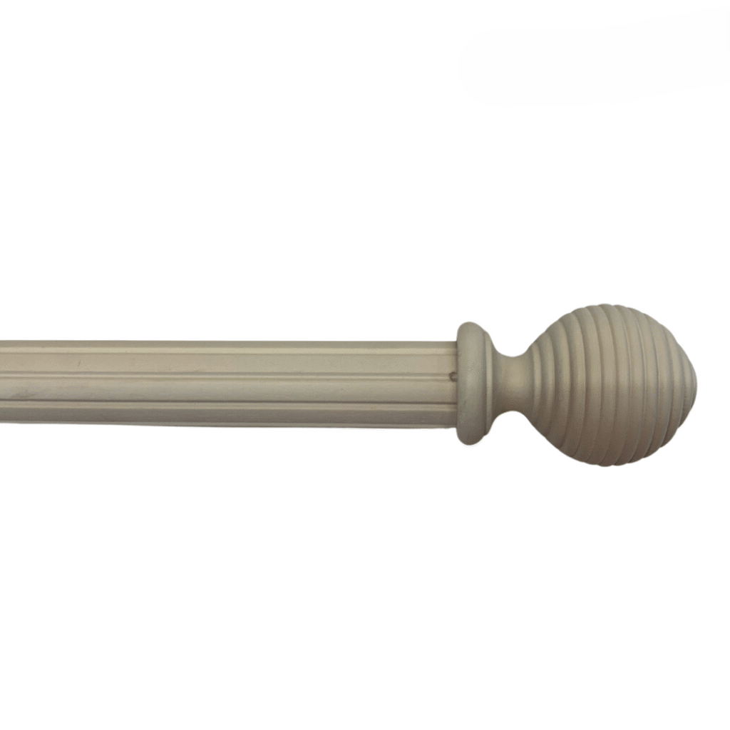 Roma Wooden Curtain Pole Cream Gold Ribbed Ball Finial 160cm