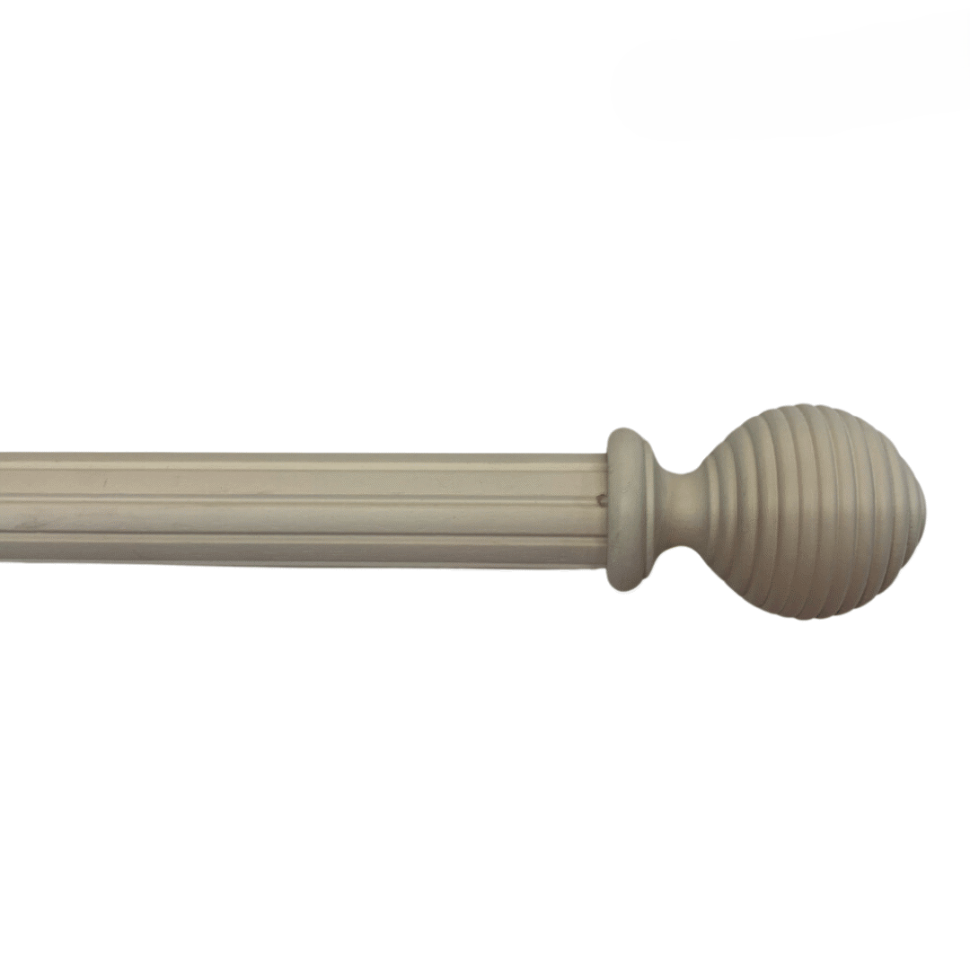 Roma Wooden Curtain Pole Cream Gold Ribbed Ball Finial 160cm