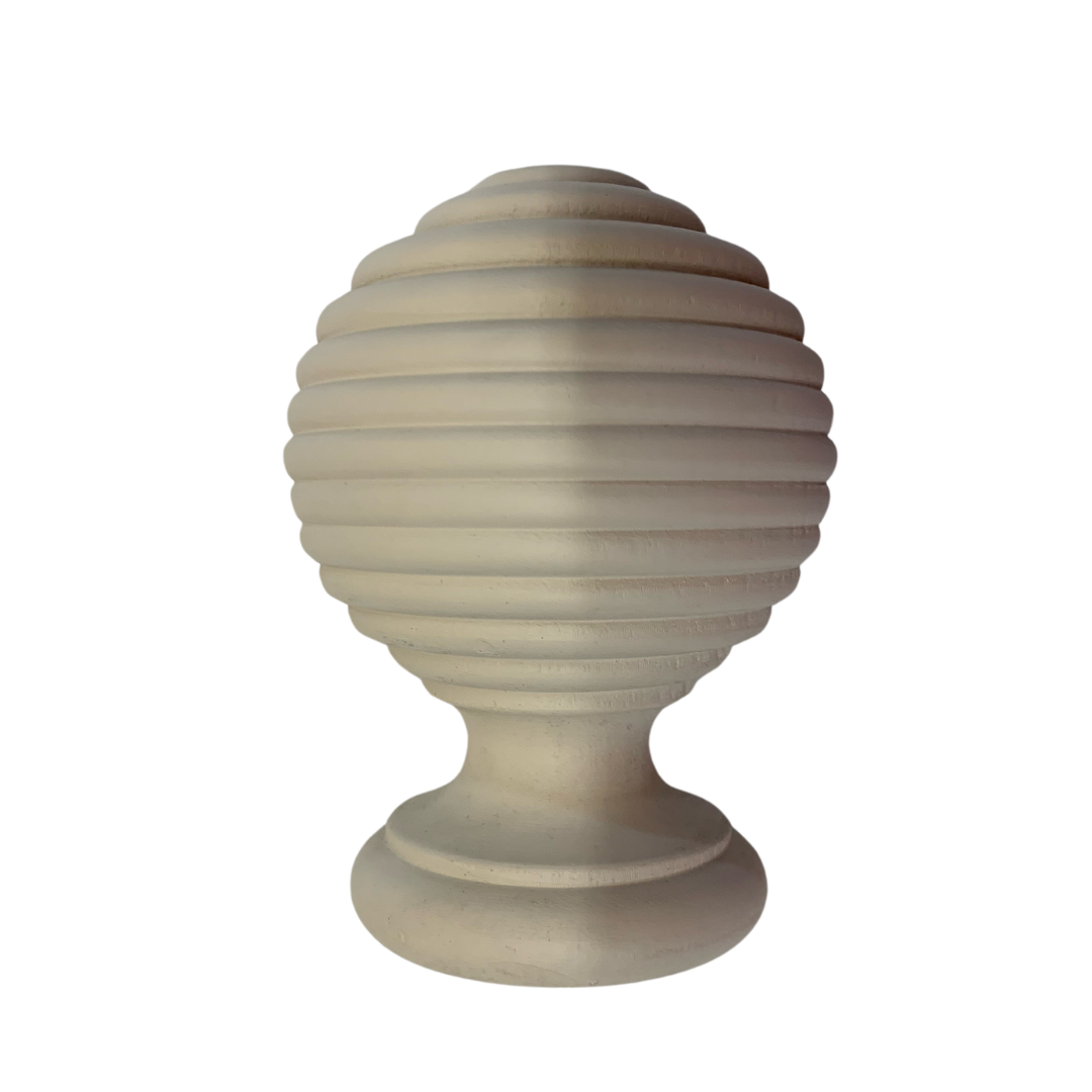 Roma Wooden Curtain Pole Cream Gold Ribbed Ball Finial 300cm