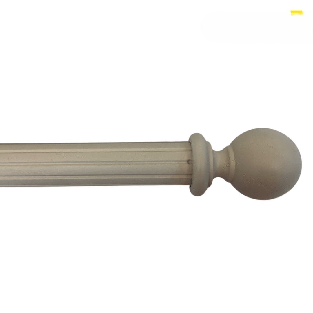 Roma Wooden Curtain Pole Cream Gold Plain Ball Finial 240cm
