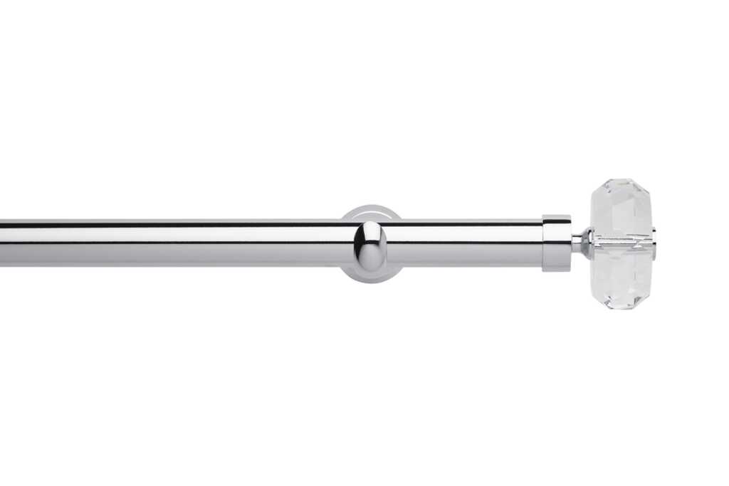 Neo 28mm Faceted Ellipse Eyelet Pole Chrome 120cm