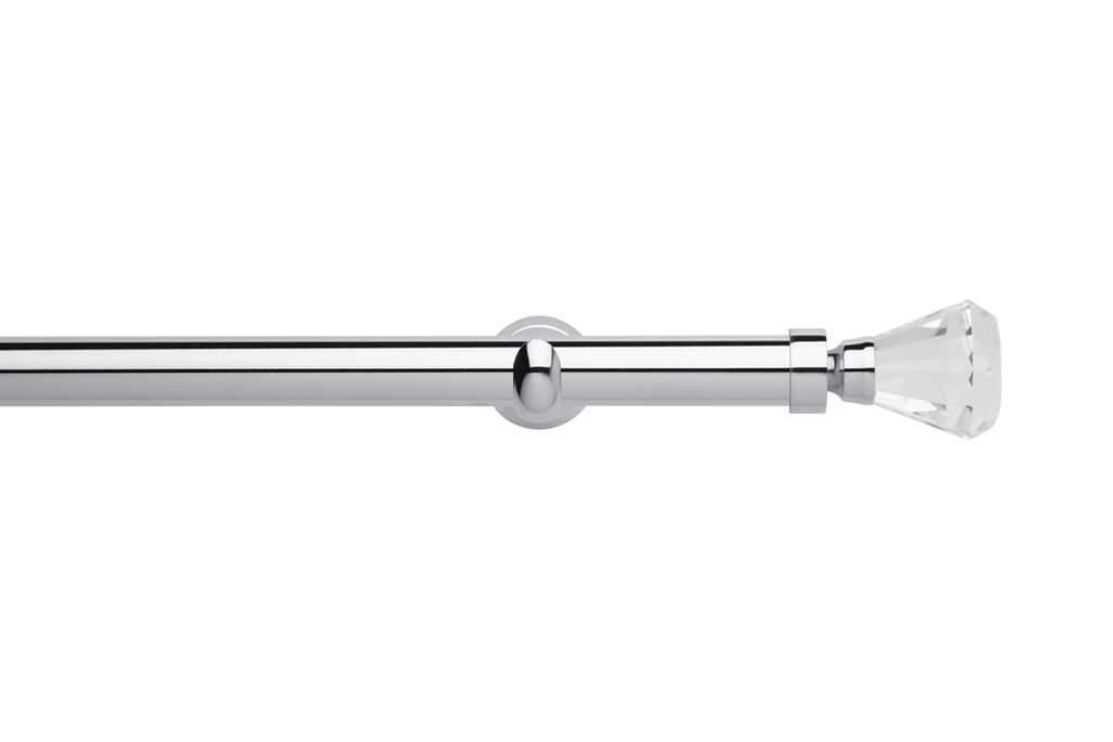 Neo 28mm Faceted Trumpet Eyelet Pole Chrome 360cm