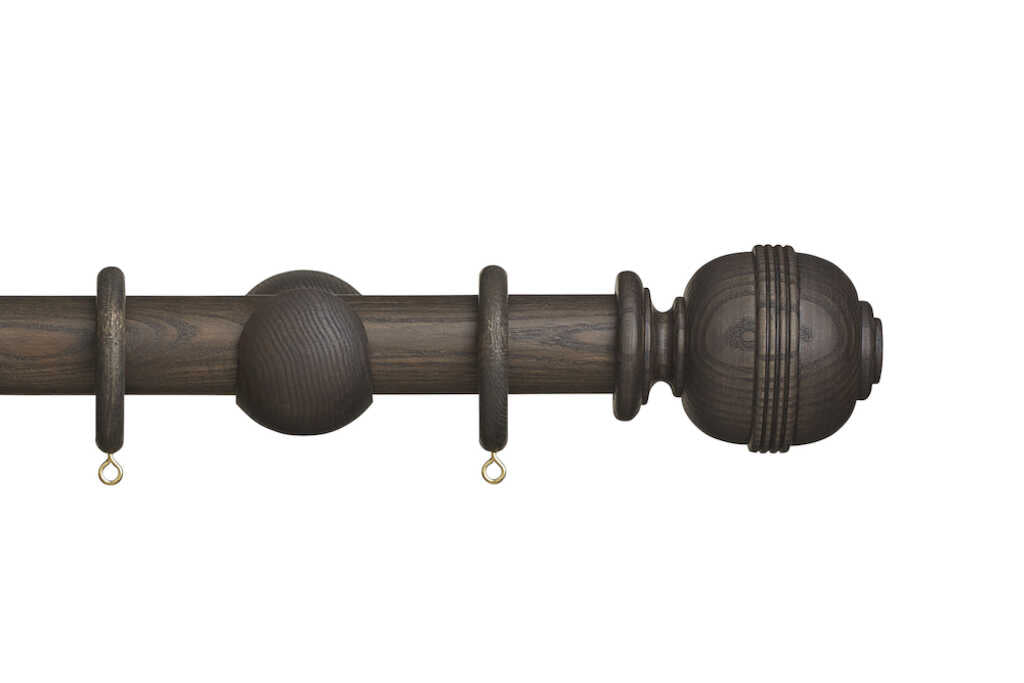 Eden 35mm Ridged Ball Pole Set Umber 180cm