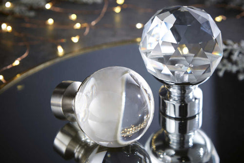 35mm Chrome Clear Faceted Ball Finial