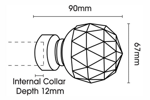 28mm Chrome Faceted Ball Finial (SINGLE)