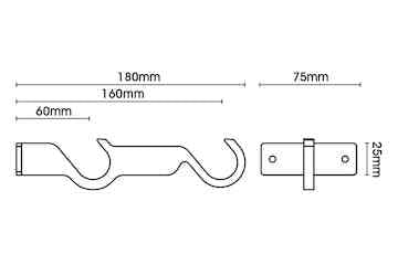 Arc 25mm Double Centre Bracket Gunmetal