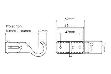 Arc 25mm Adjustable Centre Bracket Warm Grey