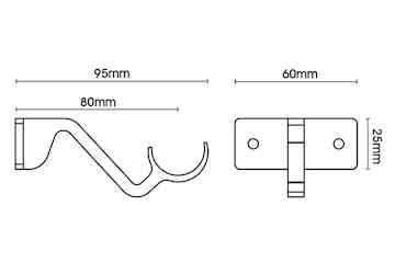 Arc 25mm Ceiling Passing Bracket Warm Grey