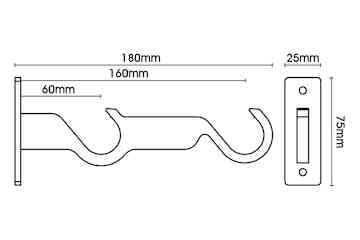 Arc 25mm Double End Bracket Warm Grey