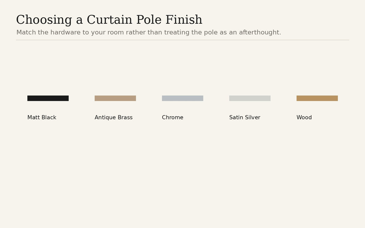 Curtain pole finish comparison